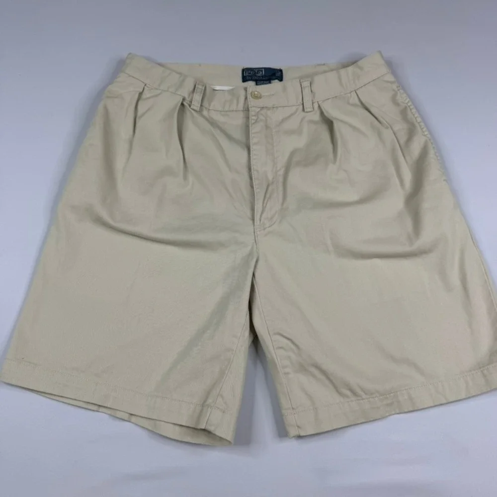 Polo Ralph Lauren Tyler Short Mens 35 Khaki Pleated Classic Cotton Chino Shorts